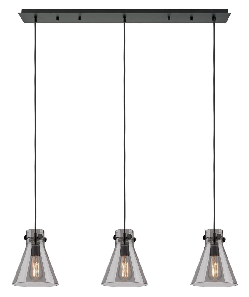 Innovations 123-410-1PS-BK-G411-8SM Nine Light Linear Pendant, Matte Black