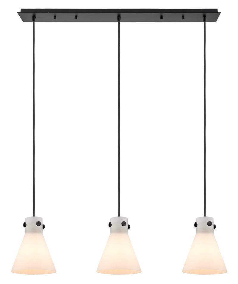 Innovations 123-410-1PS-BK-G411-8WH Two Light Linear Pendant, Matte Black