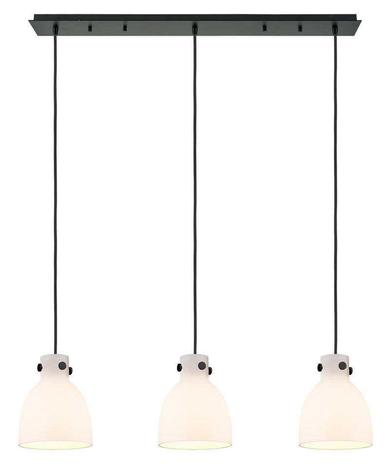 Innovations 123-410-1PS-BK-G412-8WH Four Light Linear Pendant, Matte Black