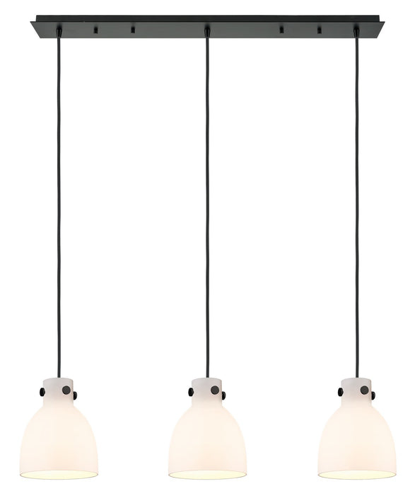 Innovations 123-410-1PS-BK-G412-8WH Four Light Linear Pendant, Matte Black