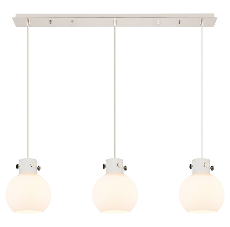 Innovations 123-410-1PS-PN-G410-8WH Seven Light Linear Pendant, Polished Nickel