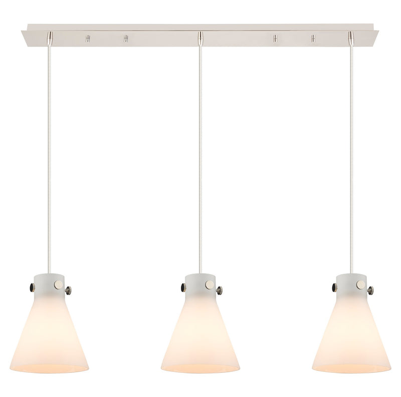 Innovations 123-410-1PS-PN-G411-8WH Nine Light Linear Pendant, Polished Nickel