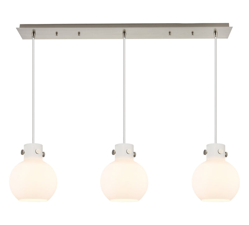 Innovations 123-410-1PS-SN-G410-8WH Seven Light Linear Pendant, Brushed Satin Nickel