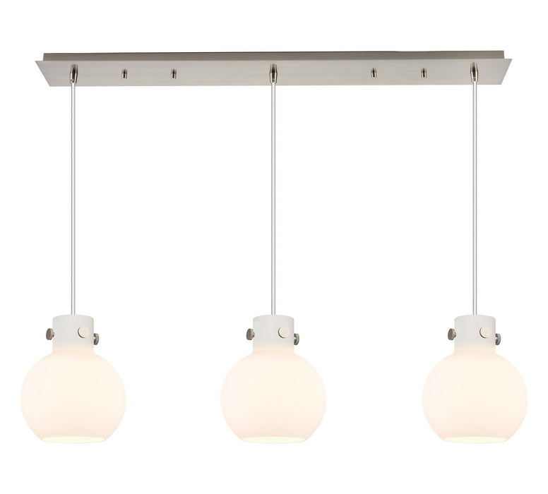 Innovations 123-410-1PS-SN-G410-8WH Seven Light Linear Pendant, Brushed Satin Nickel