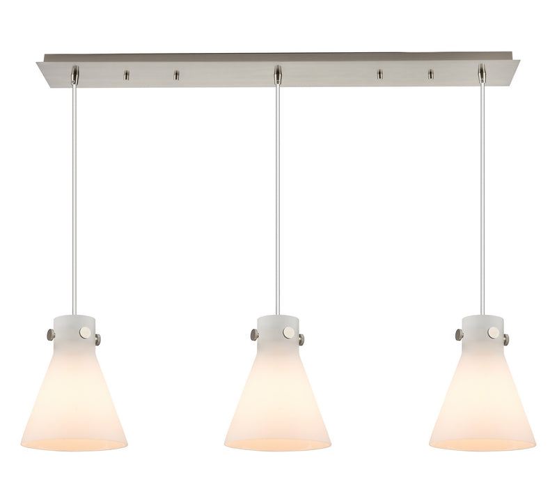 Innovations 123-410-1PS-SN-G411-8WH Nine Light Linear Pendant, Brushed Satin Nickel