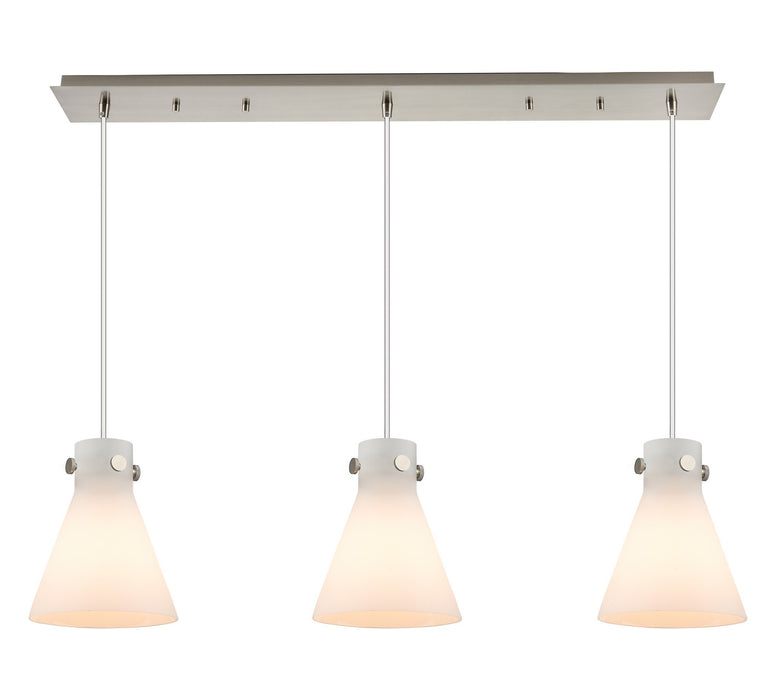 Innovations 123-410-1PS-SN-G411-8WH Nine Light Linear Pendant, Brushed Satin Nickel