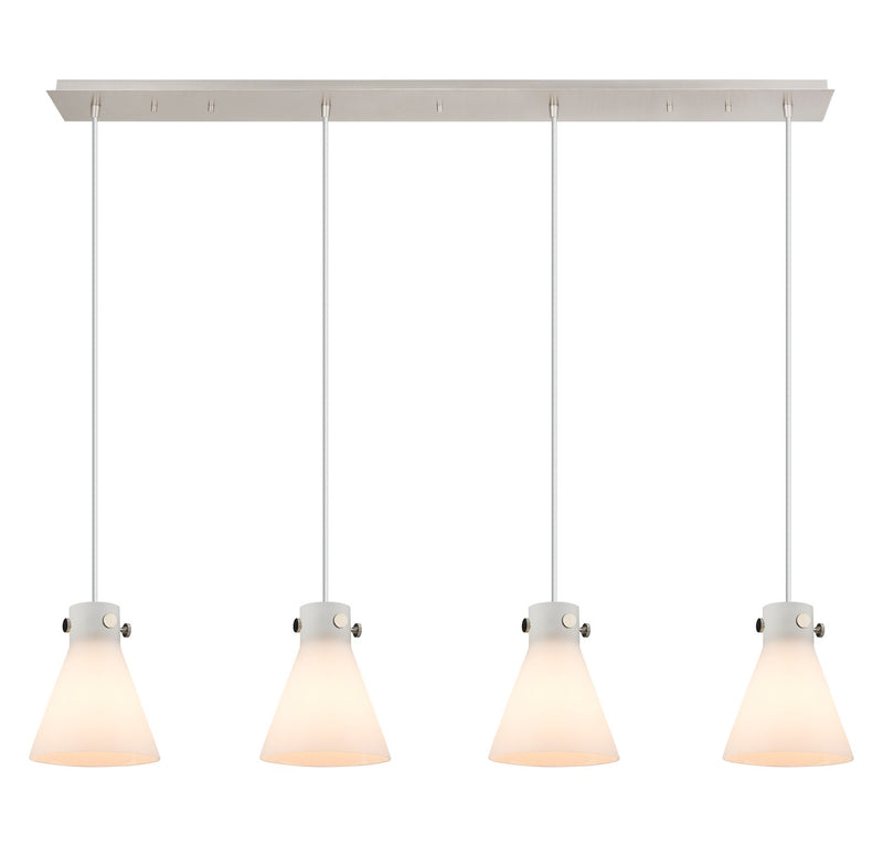 Innovations 124-410-1PS-PN-G411-8WH Five Light Linear Pendant, Polished Nickel