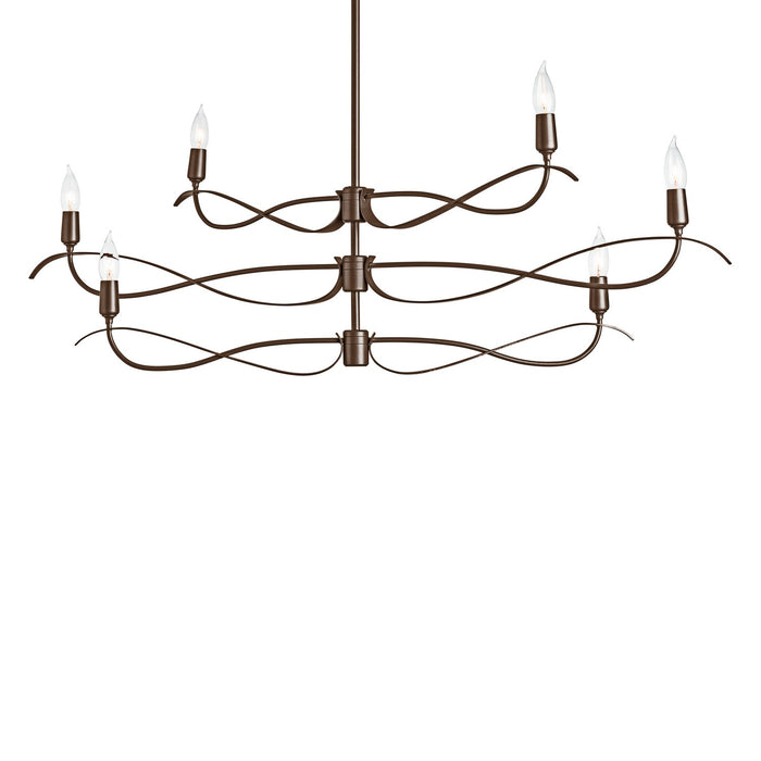 Hubbardton Forge 136350-SKT-MULT-05 Six Light Chandelier, Bronze