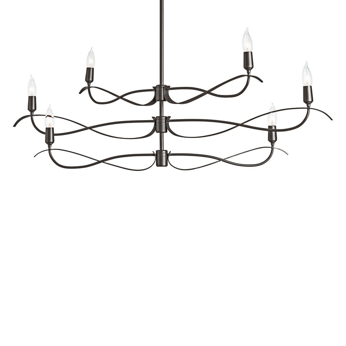 Hubbardton Forge 136350-SKT-MULT-07 Six Light Chandelier, Dark Smoke