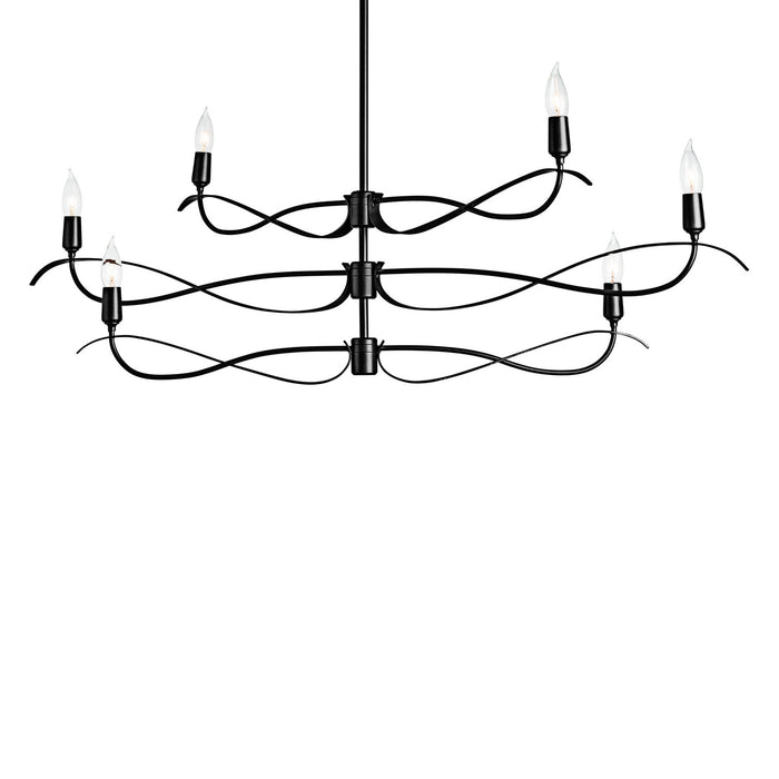 Hubbardton Forge 136350-SKT-MULT-10 Six Light Chandelier, Black