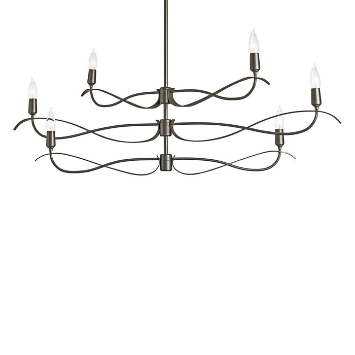 Hubbardton Forge 136350-SKT-MULT-14 Six Light Chandelier, Oil Rubbed Bronze