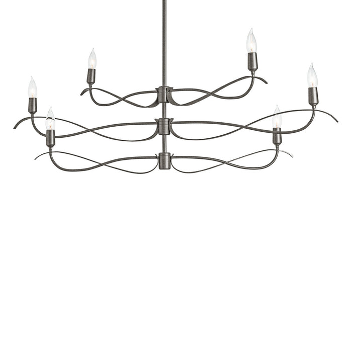 Hubbardton Forge 136350-SKT-MULT-20 Six Light Chandelier, Natural Iron