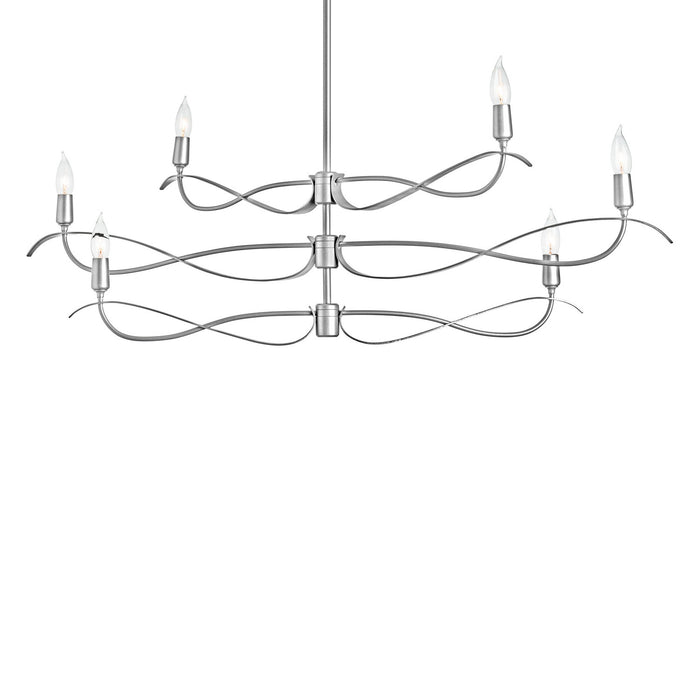 Hubbardton Forge 136350-SKT-MULT-85 Six Light Chandelier, Sterling