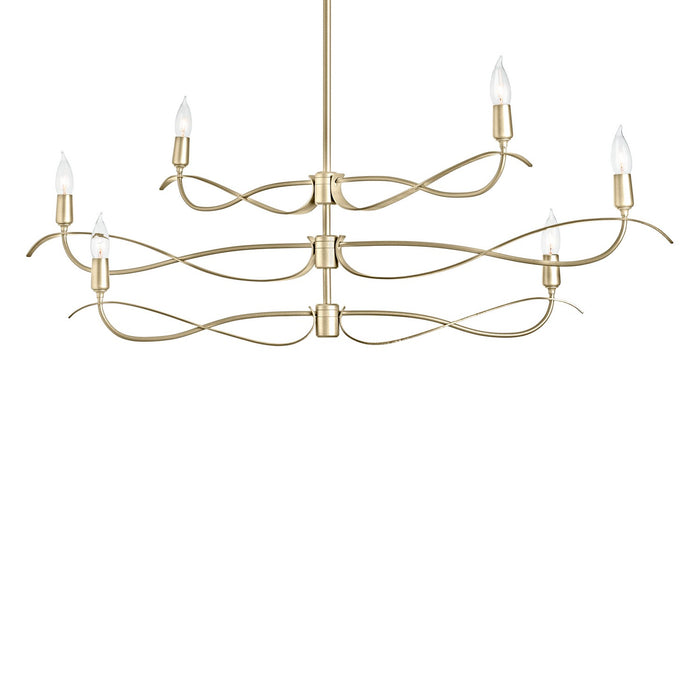 Hubbardton Forge 136350-SKT-MULT-86 Six Light Chandelier, Modern Brass
