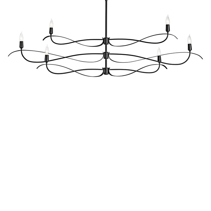 Hubbardton Forge 136352-SKT-MULT-10 Six Light Chandelier, Black