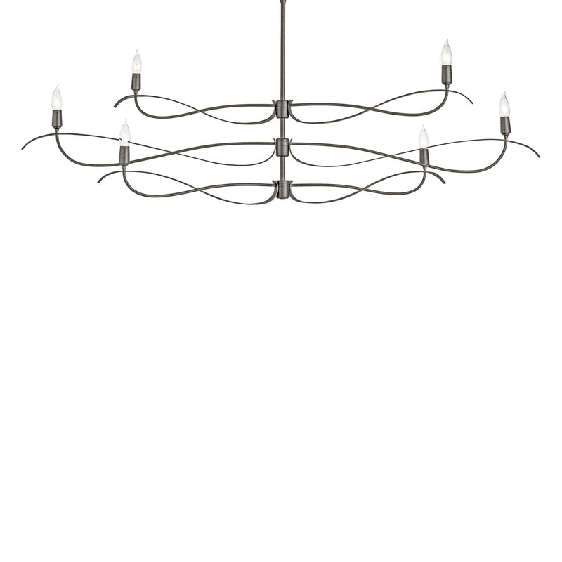Hubbardton Forge 136352-SKT-MULT-20 Six Light Chandelier, Natural Iron
