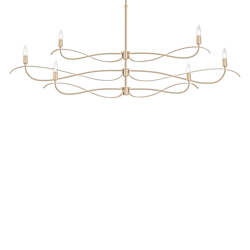 Hubbardton Forge 136352-SKT-MULT-84 Six Light Chandelier, Soft Gold