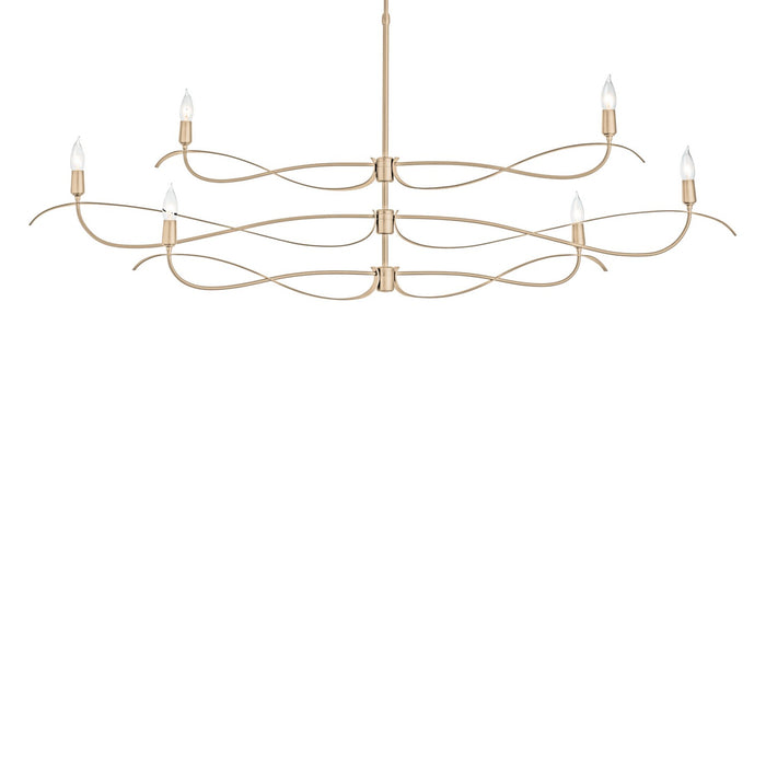 Hubbardton Forge 136352-SKT-MULT-84 Six Light Chandelier, Soft Gold
