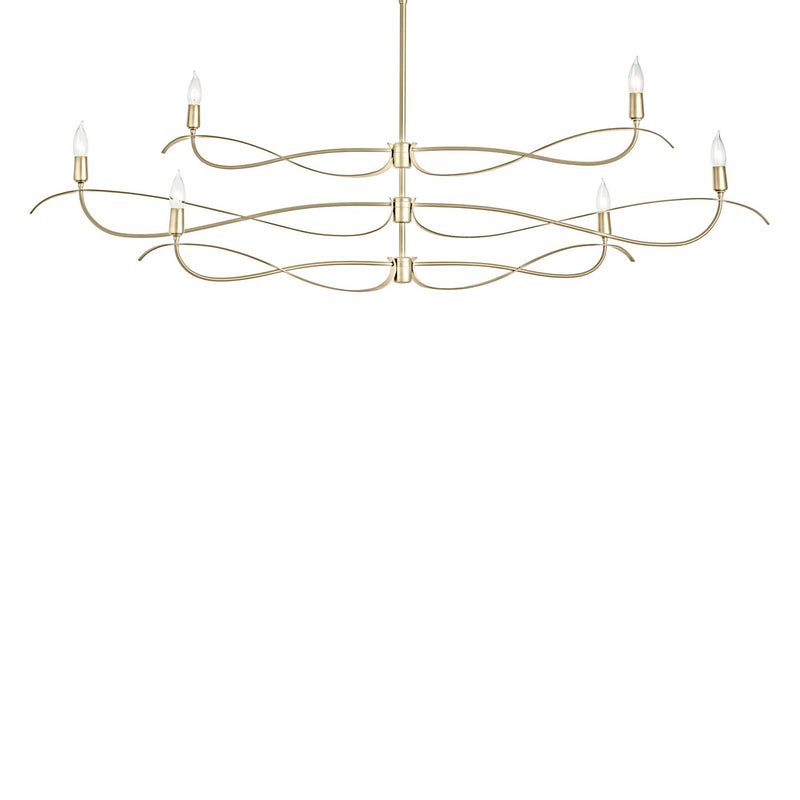 Hubbardton Forge 136352-SKT-MULT-86 Six Light Chandelier, Modern Brass