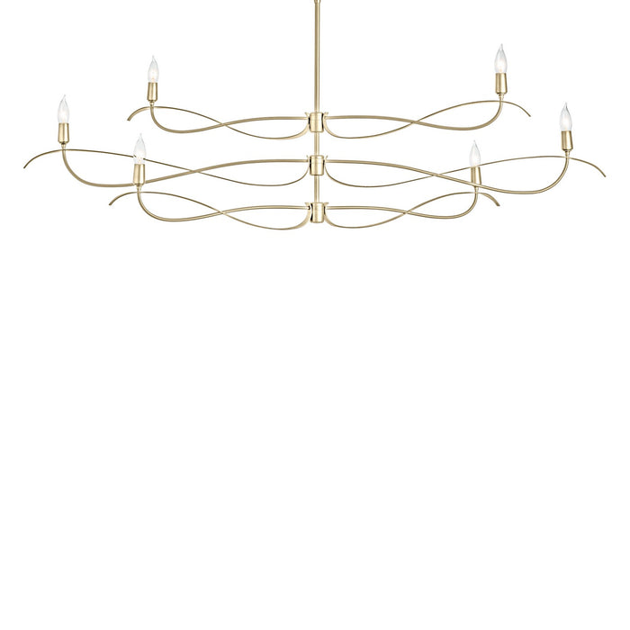 Hubbardton Forge 136352-SKT-MULT-86 Six Light Chandelier, Modern Brass
