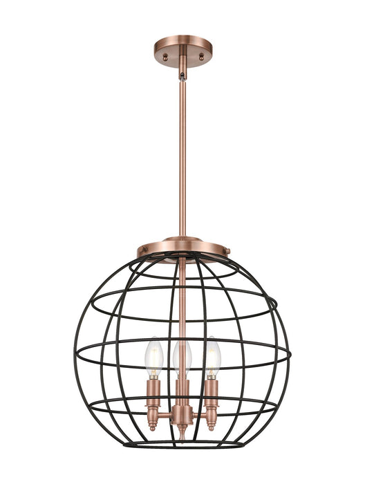Innovations 221-3S-AC-CE-16-BK Three Light Pendant, Antique Copper