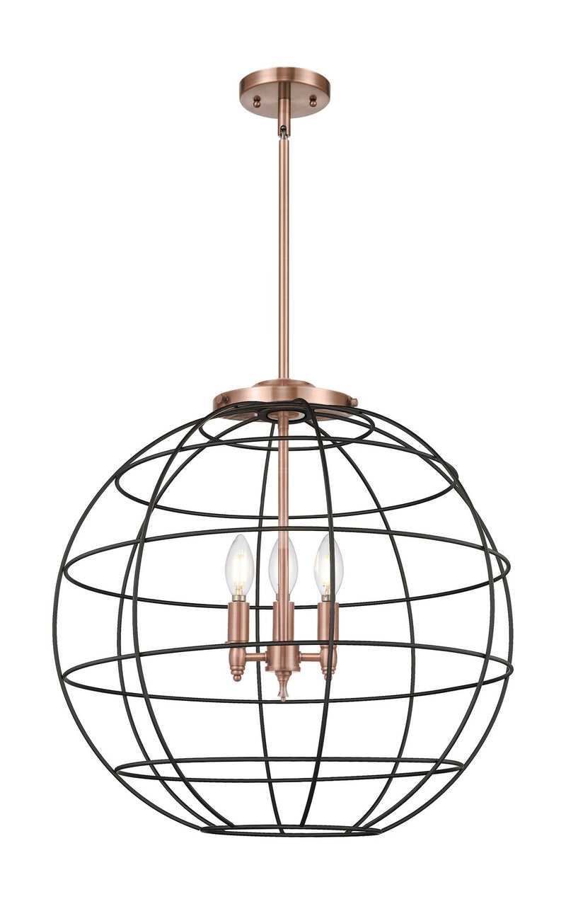 Innovations 221-3S-AC-CE-22-BK Three Light Pendant, Antique Copper