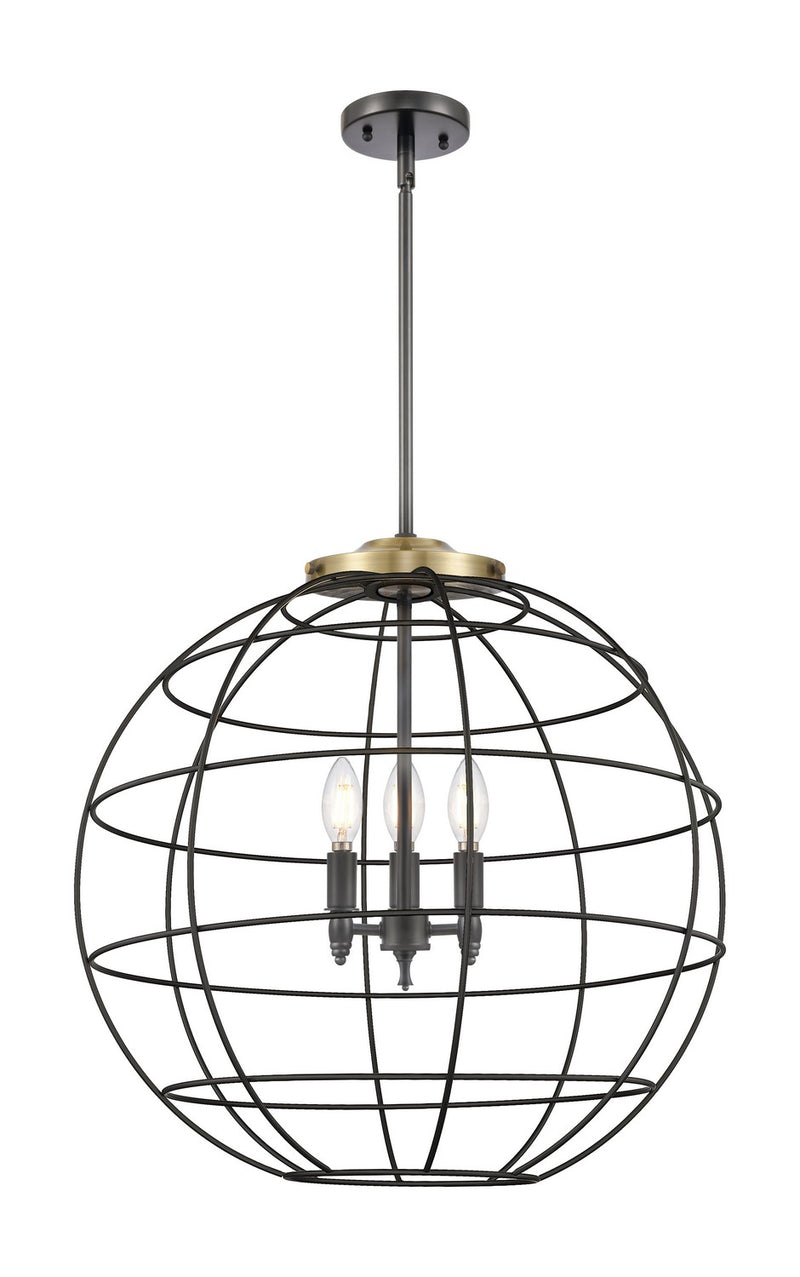 Innovations 221-3S-BAB-CE-22-BK Three Light Pendant, Black Antique Brass