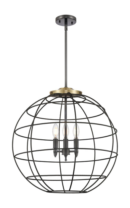 Innovations 221-3S-BAB-CE-22-BK Three Light Pendant, Black Antique Brass