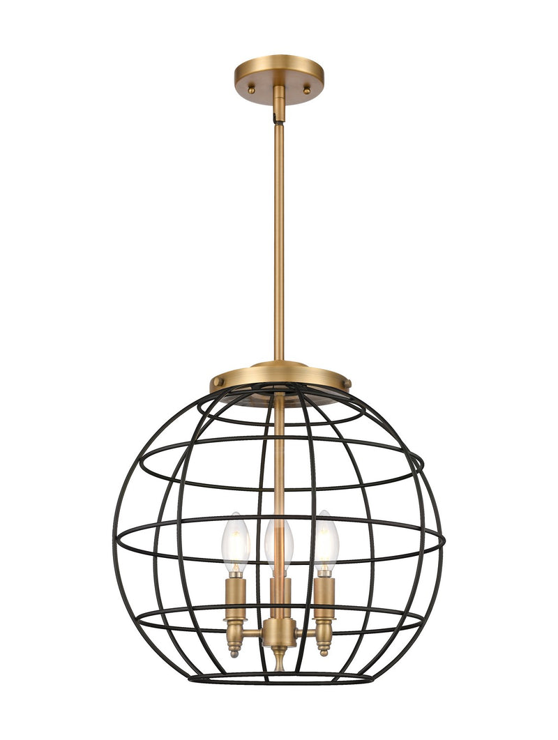 Innovations 221-3S-BB-CE-16-BK Three Light Pendant, Brushed Brass