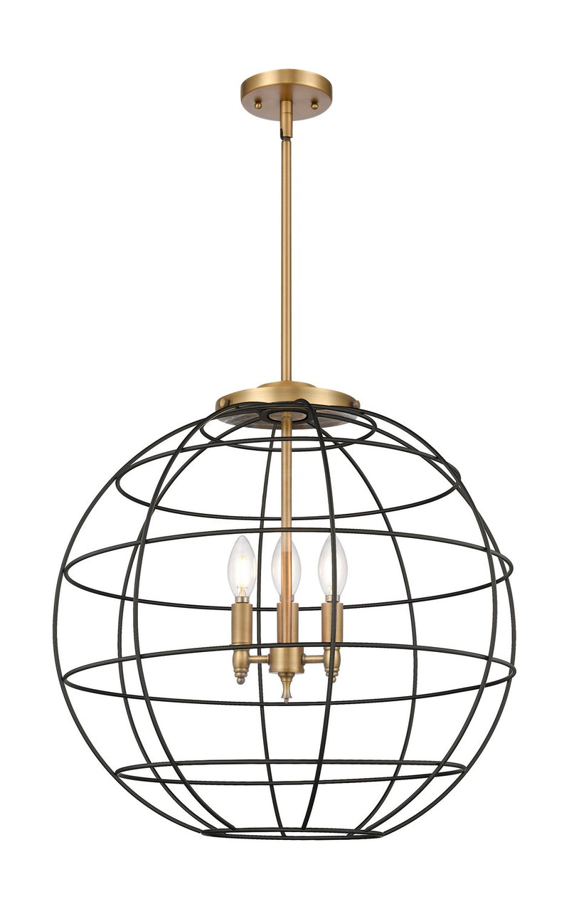 Innovations 221-3S-BB-CE-22-BK Three Light Pendant, Brushed Brass