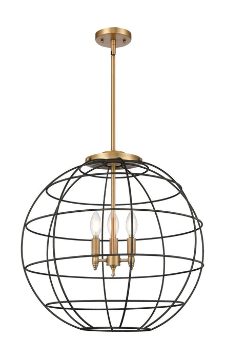 Innovations 221-3S-BB-CE-22-BK Three Light Pendant, Brushed Brass