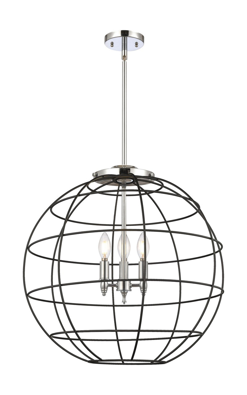 Innovations 221-3S-PC-CE-22-BK Three Light Pendant, Polished Chrome
