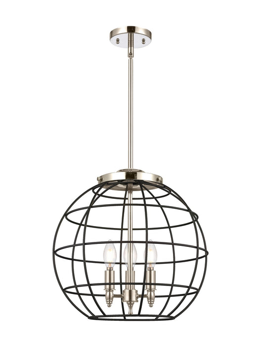 Innovations 221-3S-PN-CE-16-BK Three Light Pendant, Polished Nickel