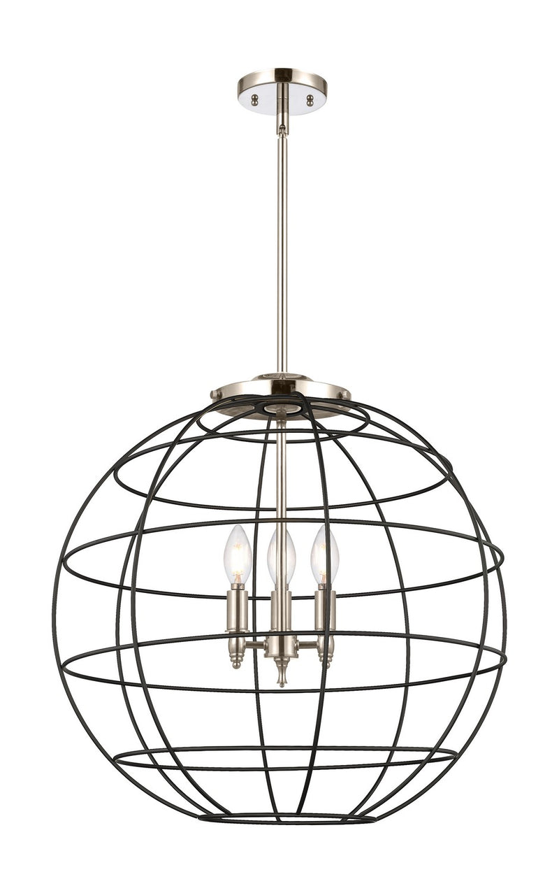 Innovations 221-3S-PN-CE-22-BK Three Light Pendant, Polished Nickel