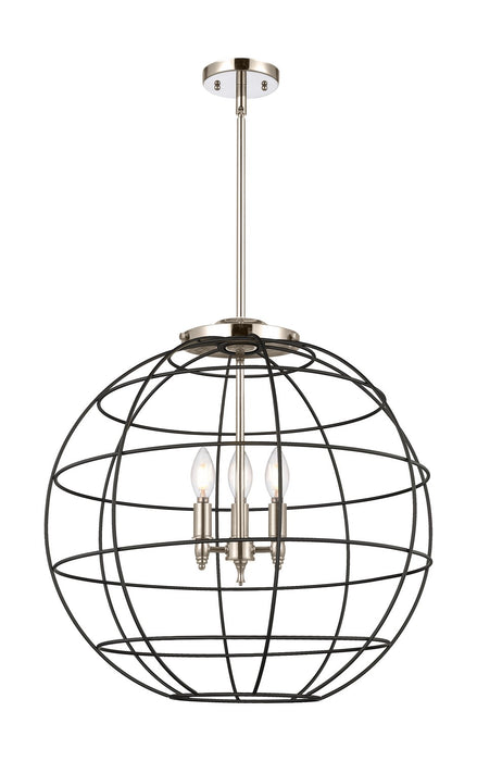 Innovations 221-3S-PN-CE-22-BK Three Light Pendant, Polished Nickel