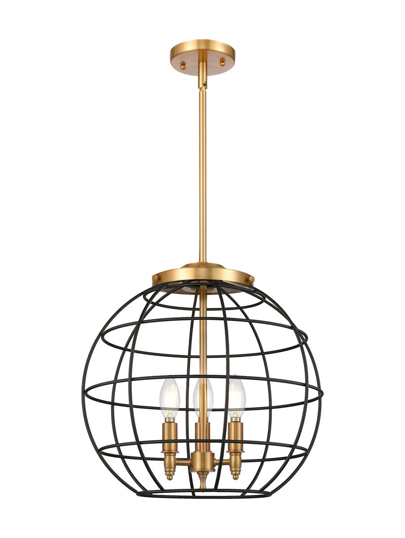Innovations 221-3S-SG-CE-16-BK Three Light Pendant, Satin Gold