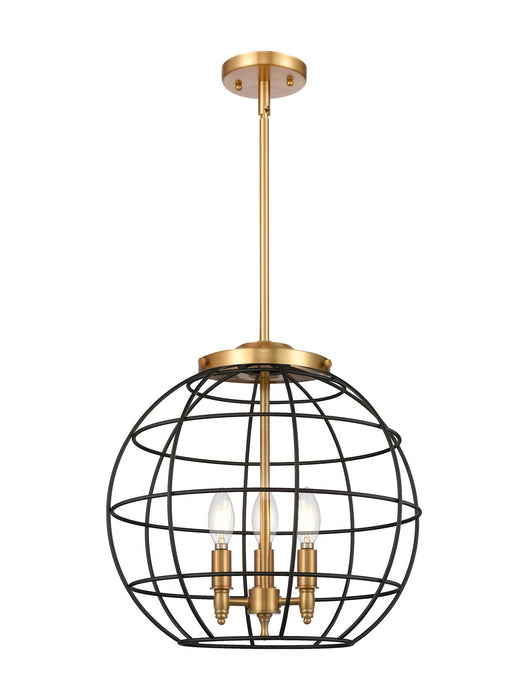 Innovations 221-3S-SG-CE-16-BK Three Light Pendant, Satin Gold