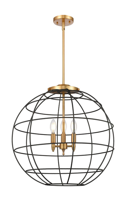 Innovations 221-3S-SG-CE-22-BK Three Light Pendant, Satin Gold