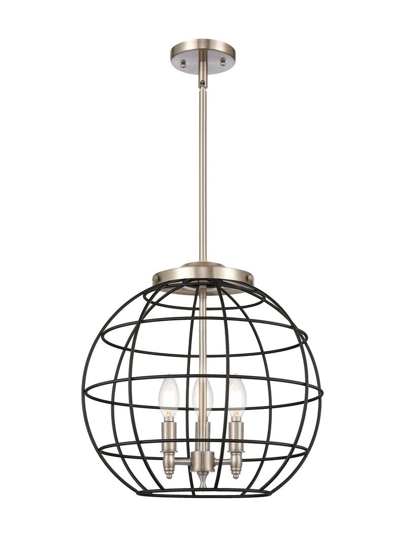 Innovations 221-3S-SN-CE-16-BK Three Light Pendant, Satin Nickel