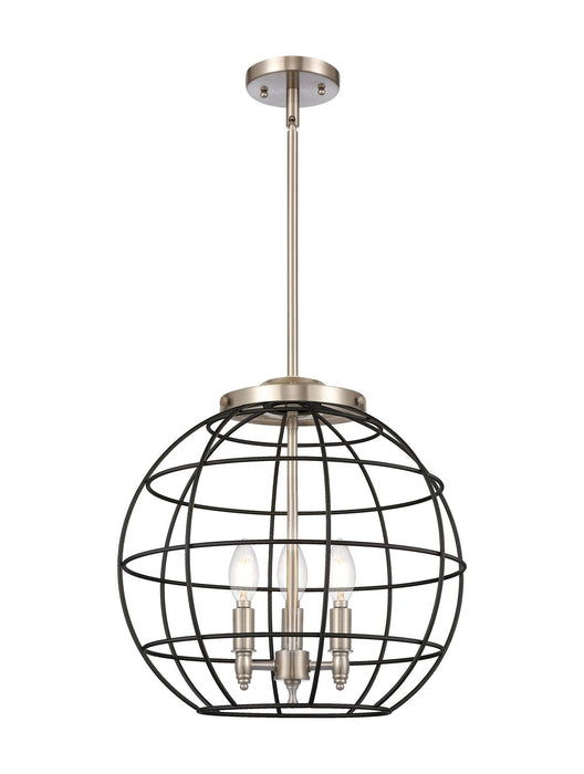 Innovations 221-3S-SN-CE-16-BK Three Light Pendant, Satin Nickel