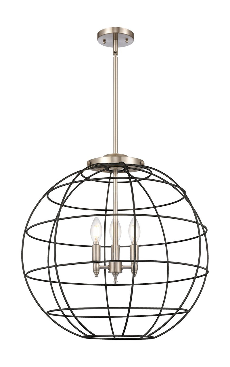 Innovations 221-3S-SN-CE-22-BK Three Light Pendant, Satin Nickel