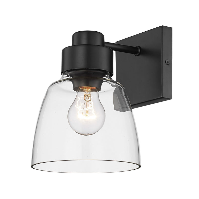 Golden 0314-1W BLK-CLR One Light Wall Sconce, Matte Black