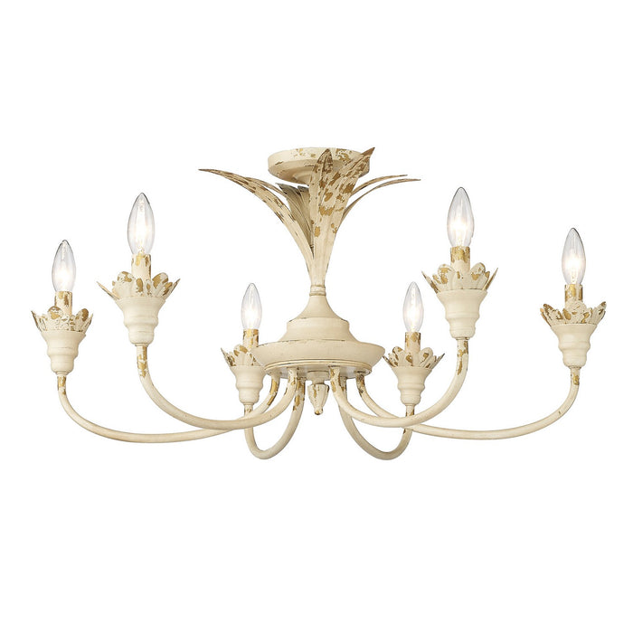 Golden 0846-6SF AI Six Light Semi-Flush Mount, Antique Ivory