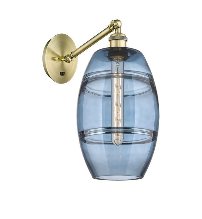 Innovations 317-1W-AB-G557-8BL One Light Wall Sconce, Antique Brass