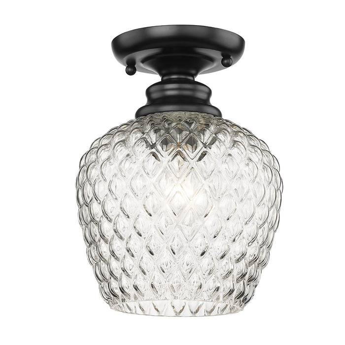 Golden 1088-SF BLK-CLR One Light Semi-Flush Mount, Matte Black