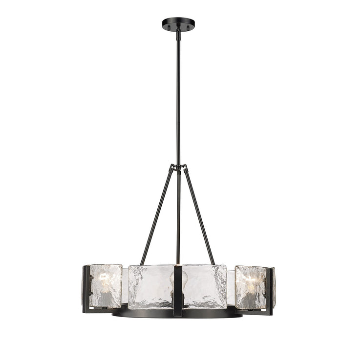 Golden 3164-6 BLK-HWG Six Light Chandelier, Matte Black