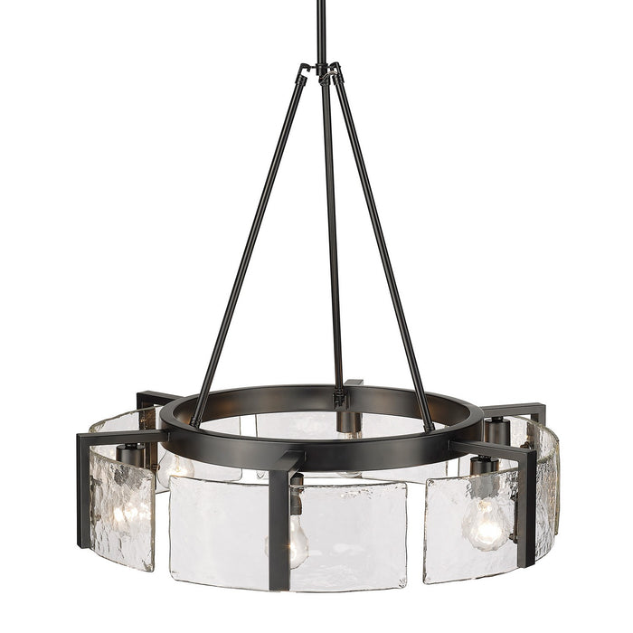Golden 3164-6 BLK-HWG Six Light Chandelier, Matte Black