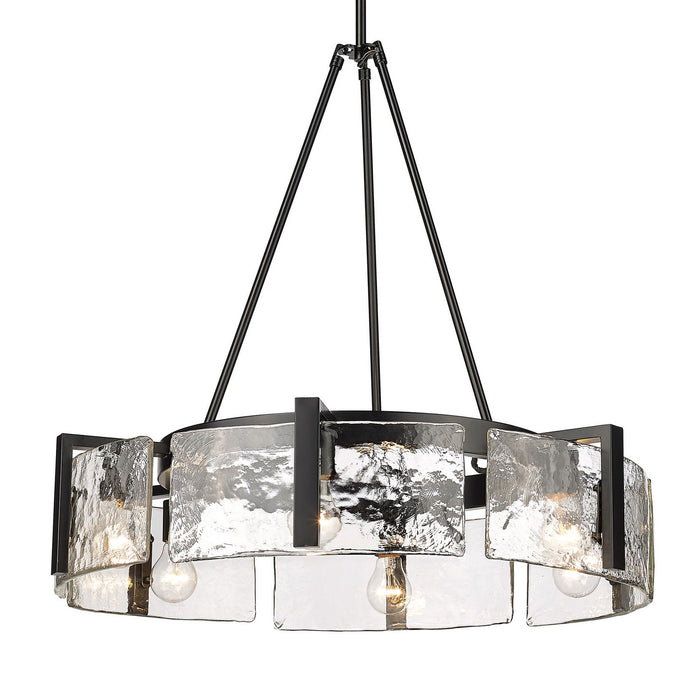 Golden 3164-6 BLK-HWG Six Light Chandelier, Matte Black