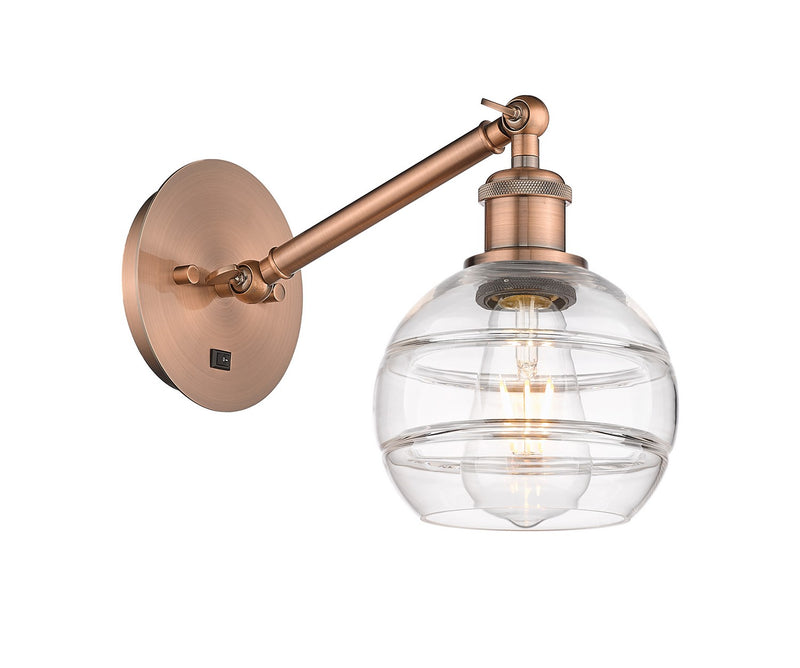 Innovations 317-1W-AC-G556-6CL One Light Wall Sconce, Antique Copper