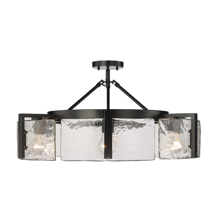 Golden 3164-6SF BLK-HWG Six Light Semi-Flush Mount, Matte Black